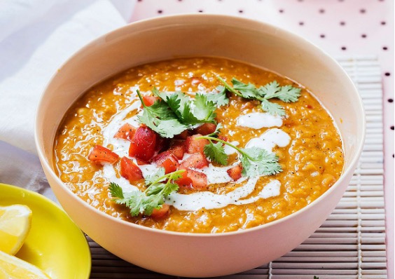 Red lentil dal with lemon swirl